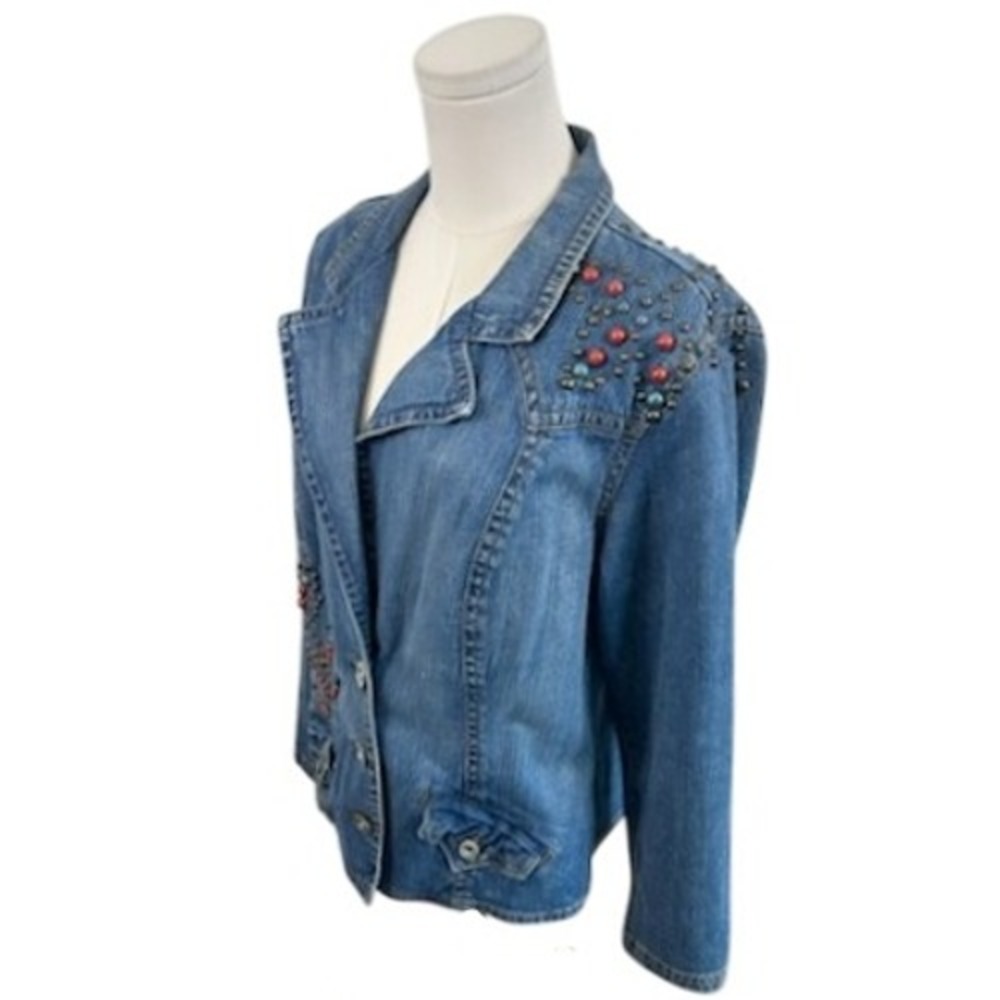 Y2K Department of Peace Vintage Denim Jacket Studded Embellished Jean Size XL‎